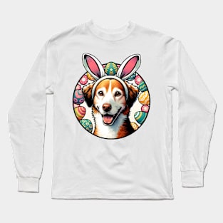 Harrier Enjoys Easter with Bunny Ears and Colorful Eggs Long Sleeve T-Shirt